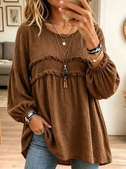 Chloe | Blusa túnica texturizada con volantes