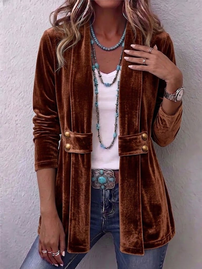 Holliwell™ | Chaqueta de manga larga con acento de manga larga con botones y solapa