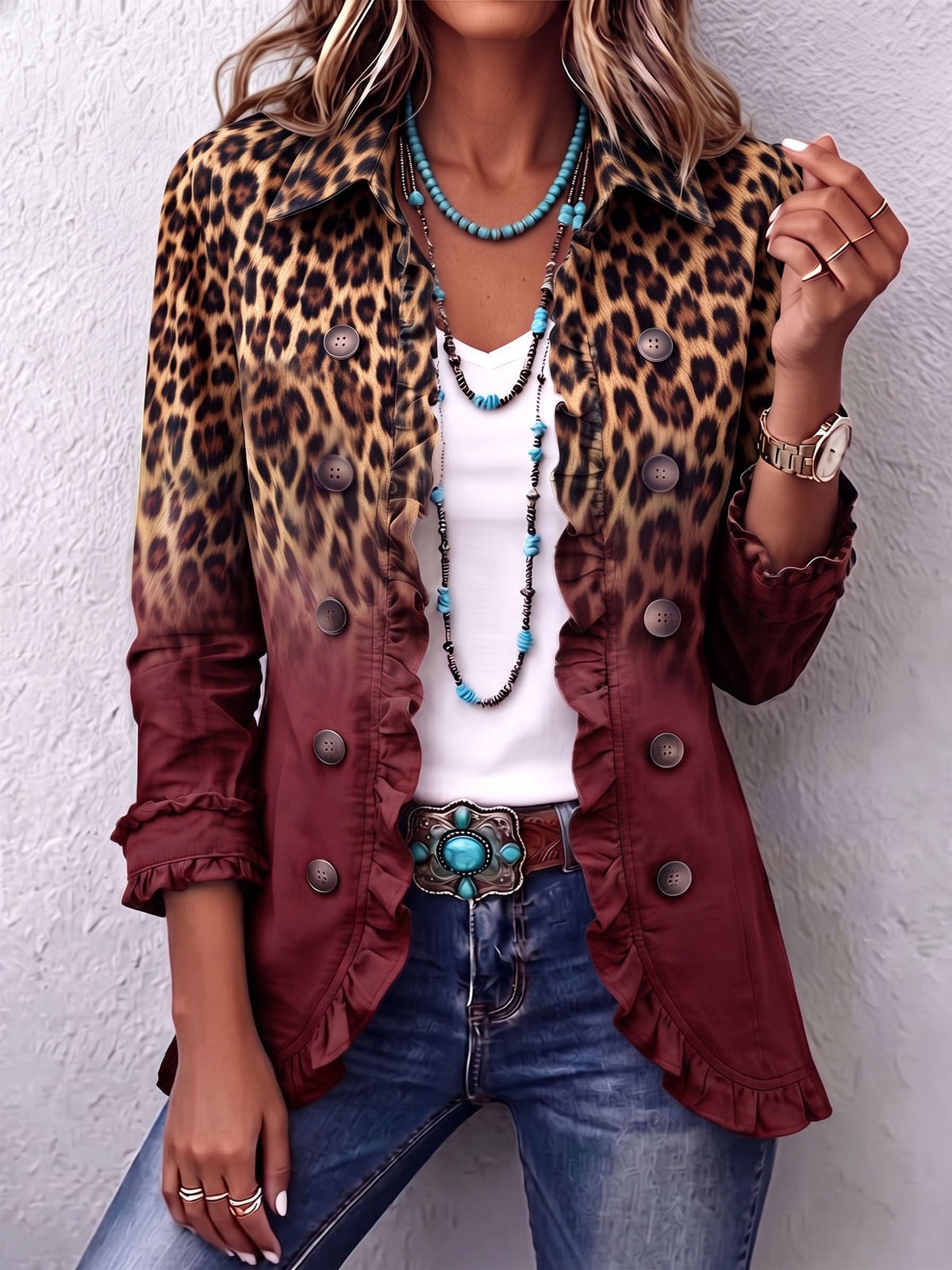 Elspeth™ | Chaqueta Blazer con Volantes Ombre Ombre
