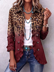 Elspeth | Blazer con volantes y efecto ombré de leopardo