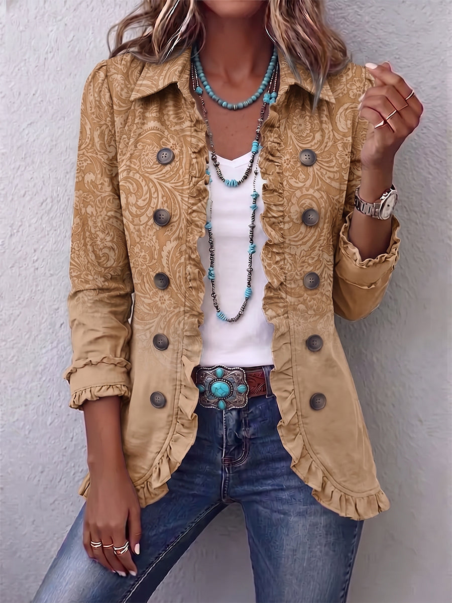 Crestelle™ | Chaqueta con volantes con estampado de patrón occidental