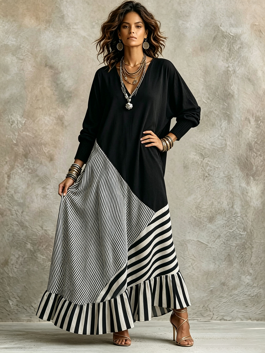 Alice | Vestido maxivestido corto elegante a rayas