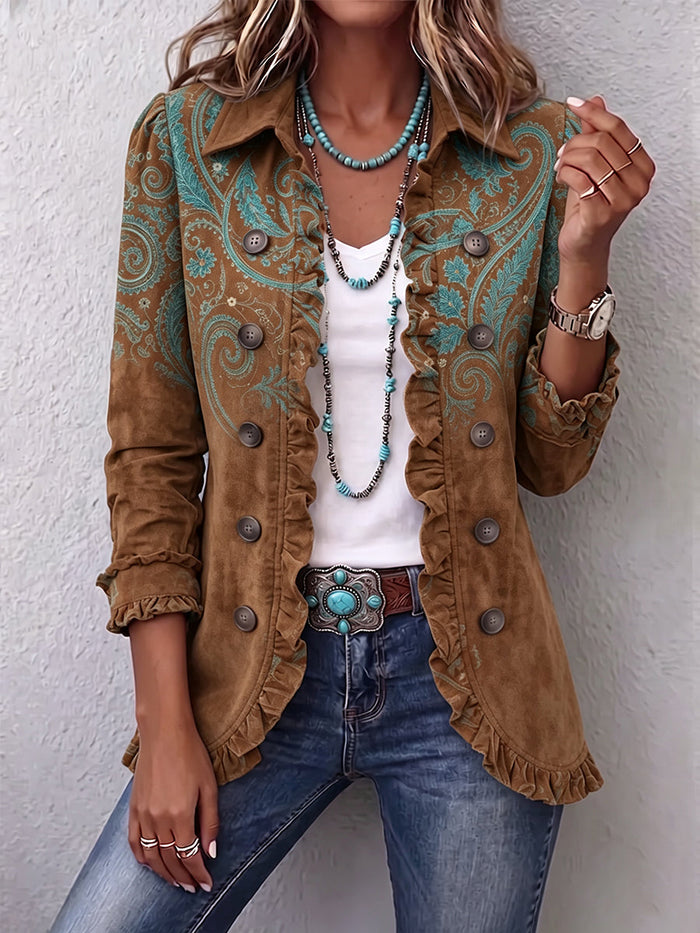 Cordillera de oro | Chaqueta con volantes con estampado de cachemira