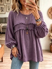 Chloe | Blusa túnica texturizada con volantes