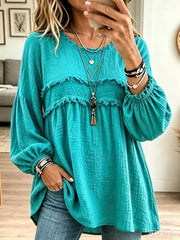 Chloe | Blusa túnica texturizada con volantes