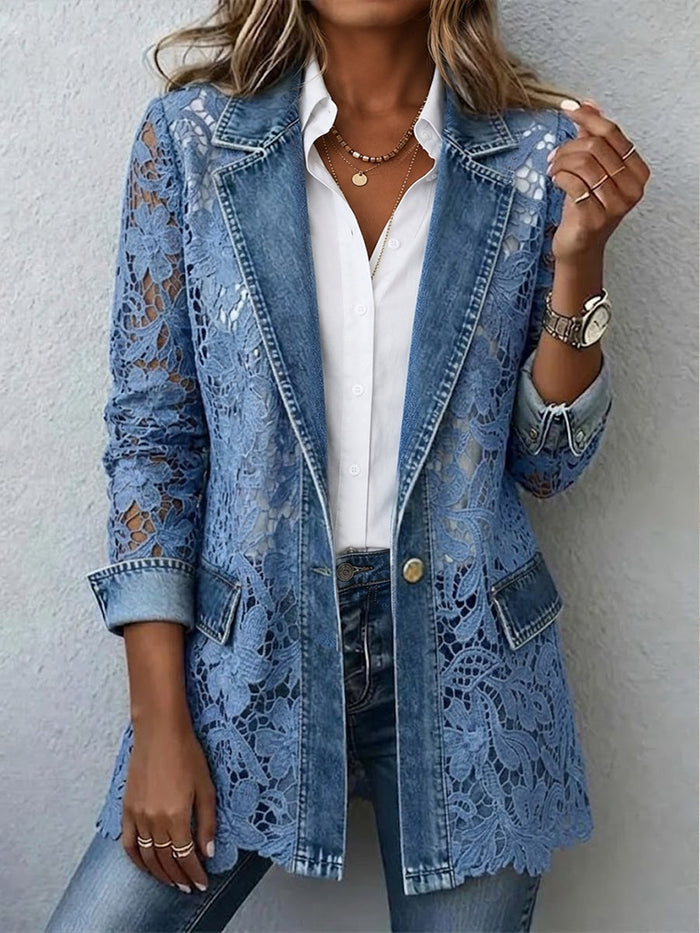 Lacinda™ | Chaqueta Blazer con paneles de encaje floral