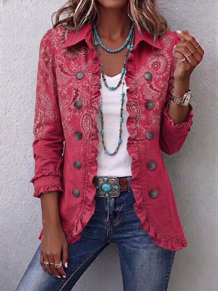 ANOUK™ | Chaqueta con volantes con estampado de cachemira vintage
