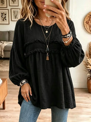 Chloe | Blusa túnica texturizada con volantes
