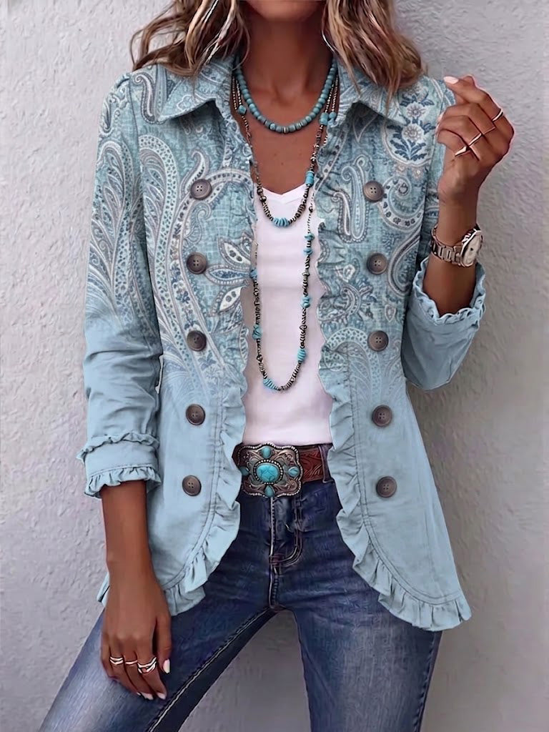 Estrella | Chaqueta con volantes con estampado de cachemira vintage