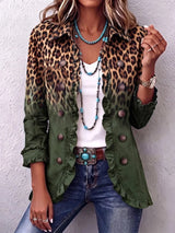 Elspeth | Blazer con volantes y efecto ombré de leopardo