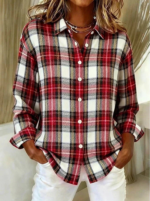 Sian | Blusa clásica a cuadros con botones
