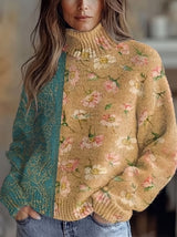Azafrán | Jersey de cuello vuelto con flores de azafrán