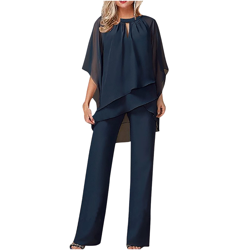 Jeaniny | Blusa asimétrica en capas y conjunto de pantalones de pierna ancha