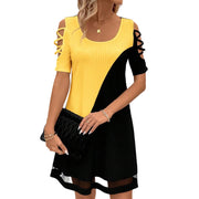 Liviana – Vestido midi con contraste y malla
