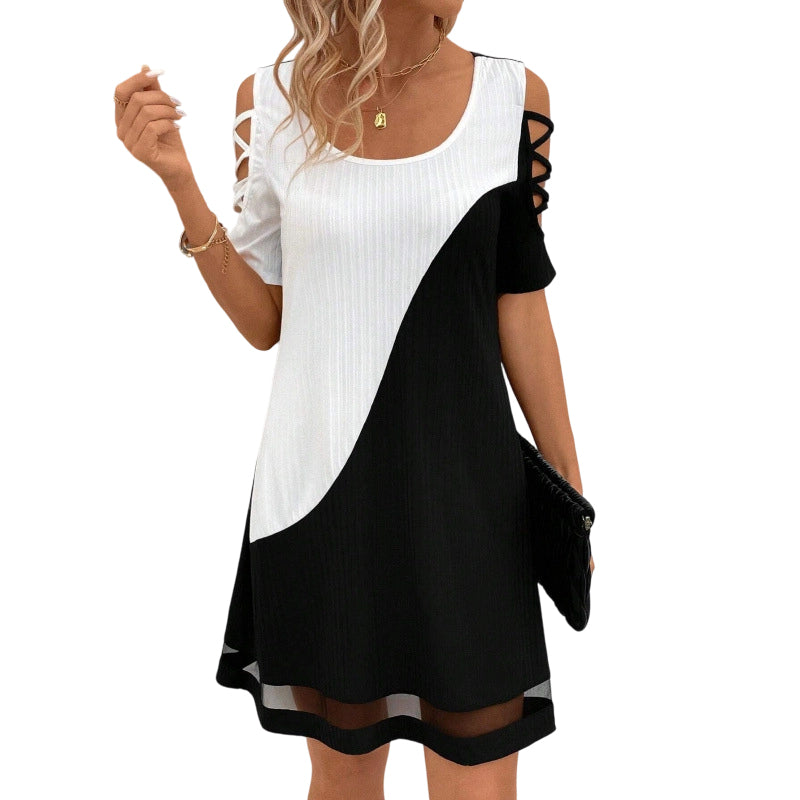 Liviana – Vestido midi con contraste y malla