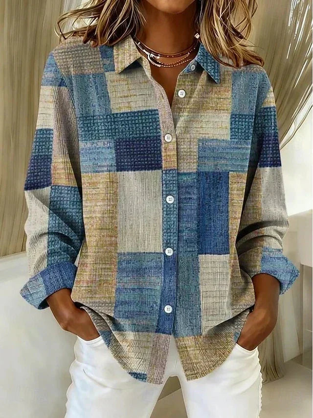 Deanna | Blusa de patchwork con bloques de color