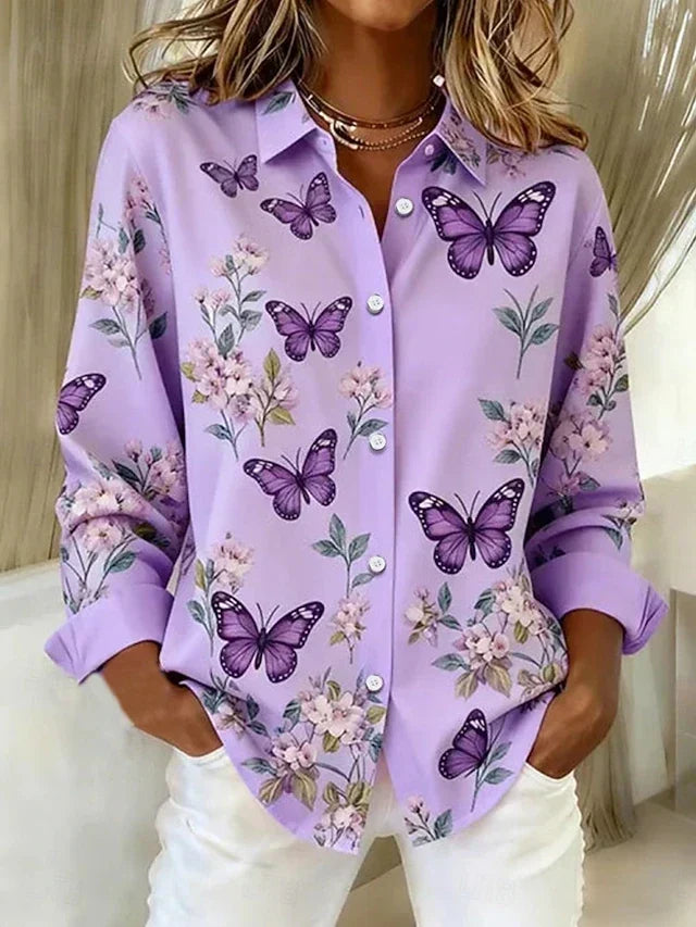 Lois | Blusa con estampado de mariposas y botones