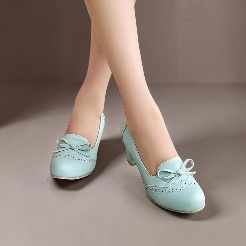 Marianne | Elegantes zapatos de tacón sin cordones con lazo