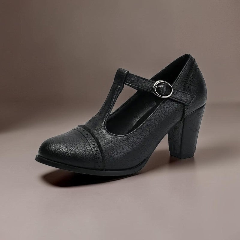 Hanne | Zapatos elegantes con tira en T y tacón de bloque