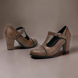 Hanne | Zapatos elegantes con tira en T y tacón de bloque