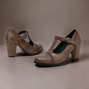 Hanne | Zapatos elegantes con tira en T y tacón de bloque