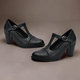 Hanne | Zapatos elegantes con tira en T y tacón de bloque