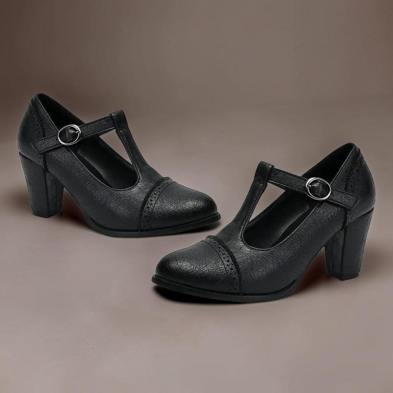 Hanne | Zapatos elegantes con tira en T y tacón de bloque