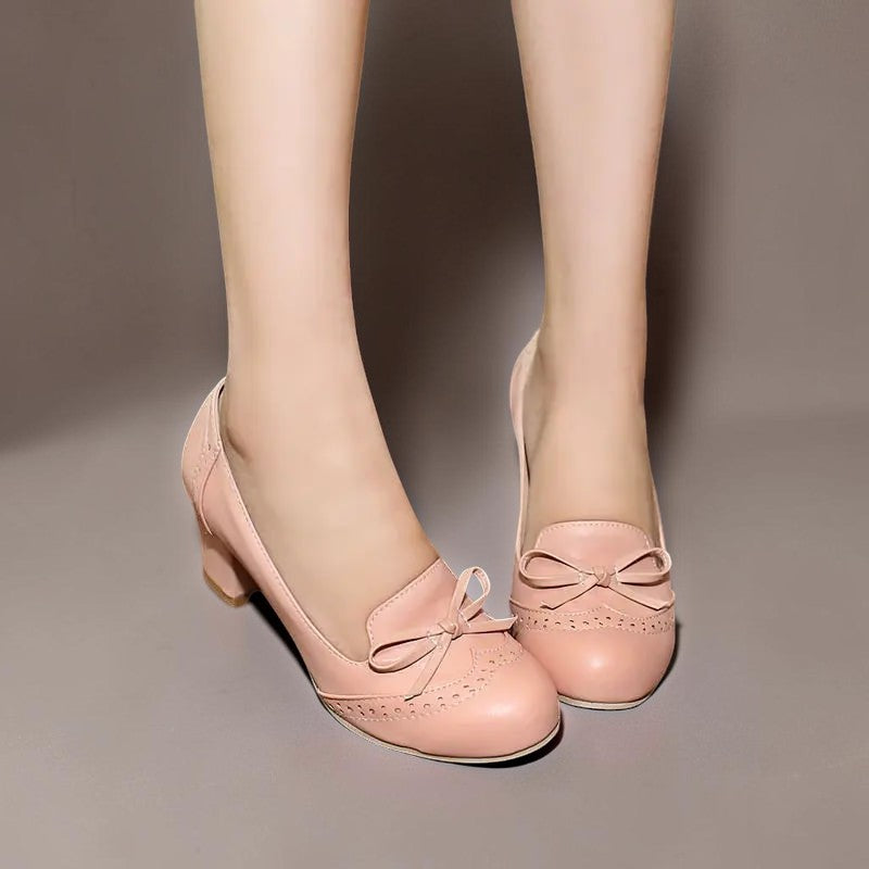 Marianne | Elegantes zapatos de tacón sin cordones con lazo