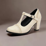 Hanne | Zapatos elegantes con tira en T y tacón de bloque