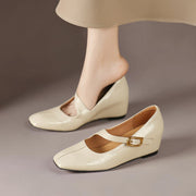 Lone | Zapatos Mary Jane de cuero auténtico con punta cuadrada