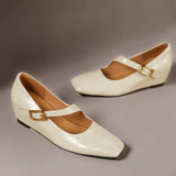 Lone | Zapatos Mary Jane de cuero auténtico con punta cuadrada