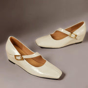 Lone | Zapatos Mary Jane de cuero auténtico con punta cuadrada