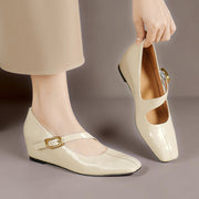 Lone | Zapatos Mary Jane de cuero auténtico con punta cuadrada