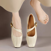 Lone | Zapatos Mary Jane de cuero auténtico con punta cuadrada
