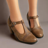 Hanne | Zapatos elegantes con tira en T y tacón de bloque