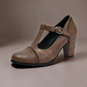 Hanne | Zapatos elegantes con tira en T y tacón de bloque
