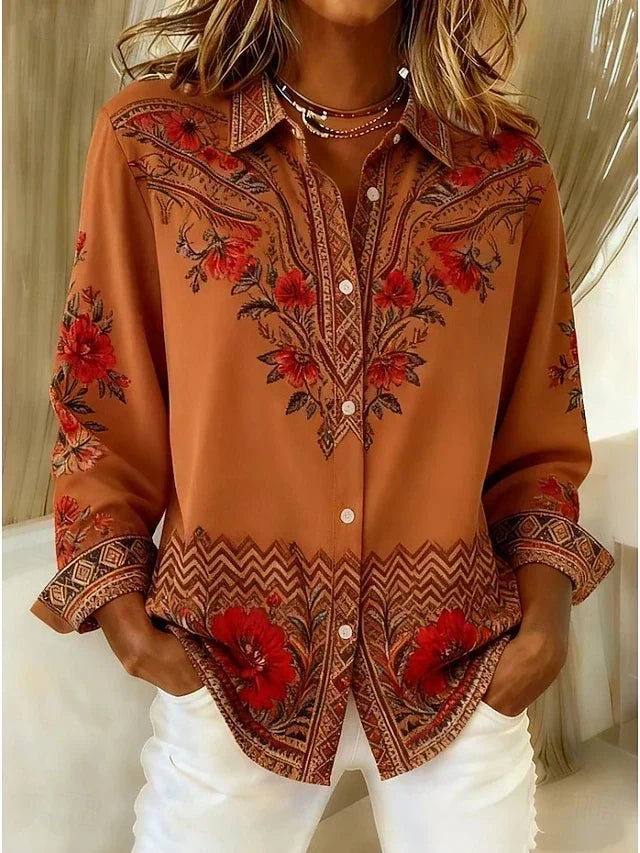 Amelia | Blusa artística de manga larga con estampado floral