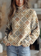 Wilhelmina | Jersey de cuello vuelto con damasco inspirado en los azulejos