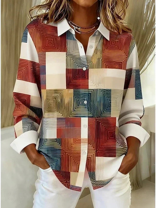 Deanna | Blusa de patchwork con bloques de color