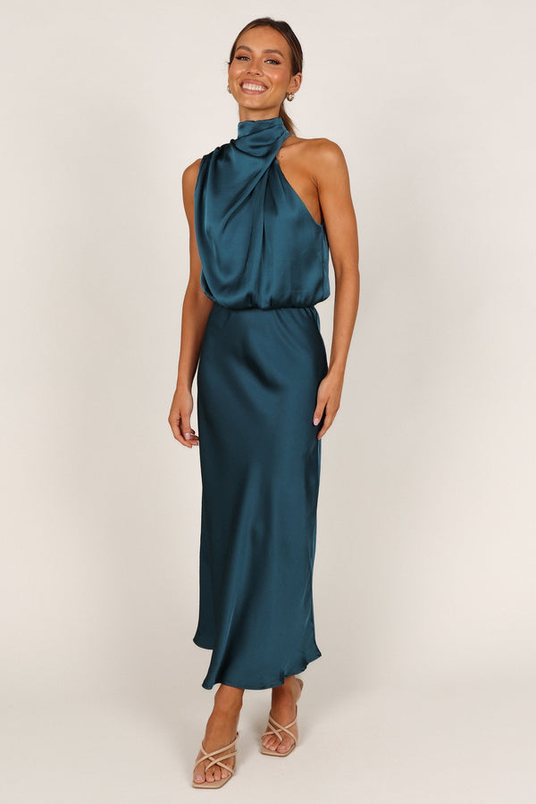 Petal and Pup USA DRESSES Vestido largo con cuello halter Anabelle - Verde azulado
