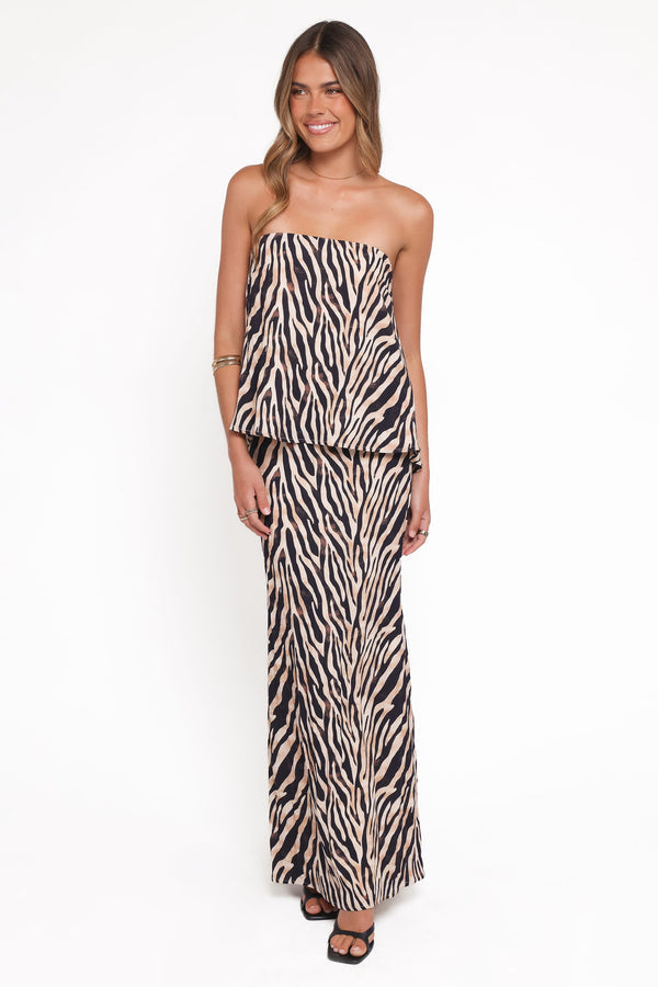Petal and Pup USA SETS Agnes Skirt Set - Brown Zebra