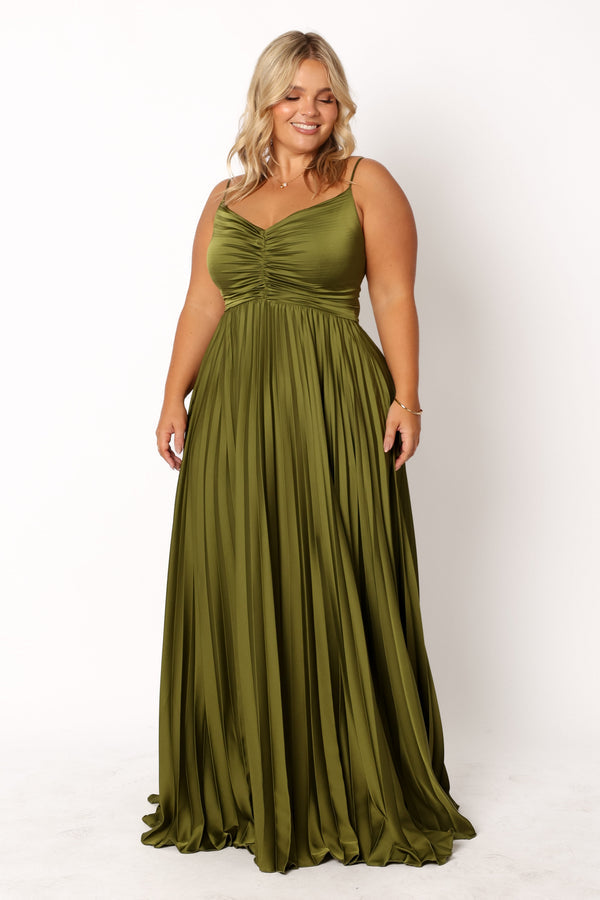 Petal and Pup USA DRESSES Vestido largo plisado Naira - Verde palma