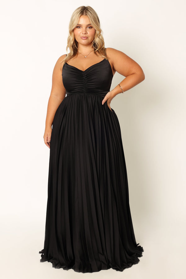 Petal and Pup USA DRESSES Vestido largo plisado Naira - Negro